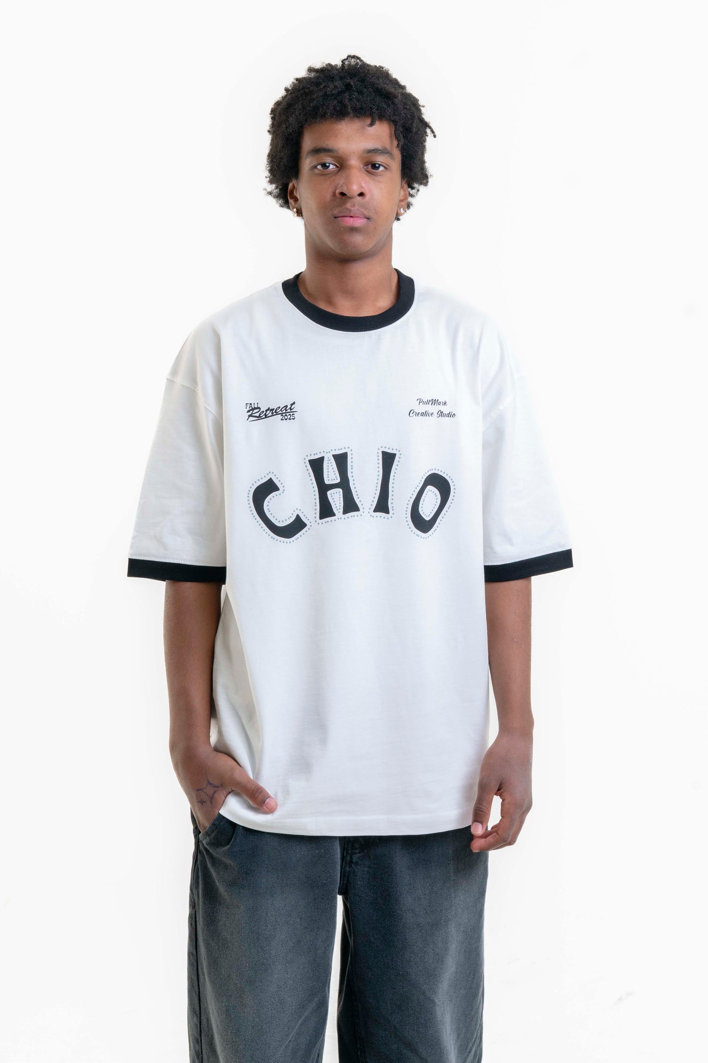 CHIO Oversize T-shirt - Beyaz/Siyah