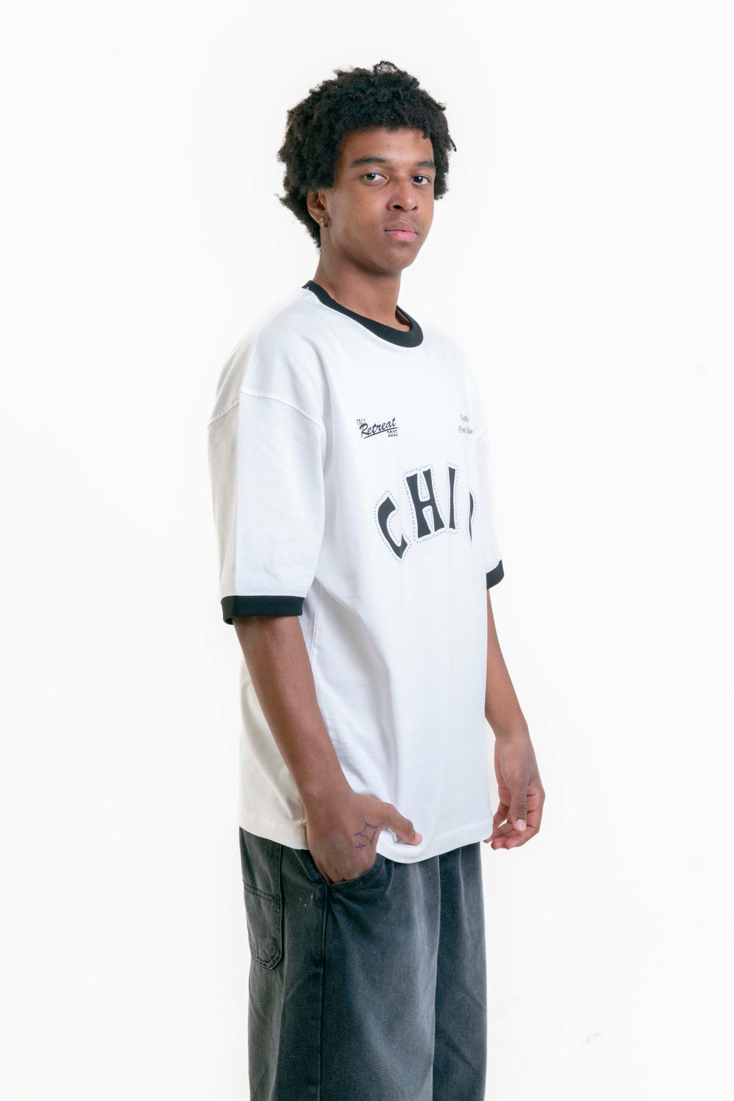 CHIO Oversize T-shirt - Beyaz/Siyah