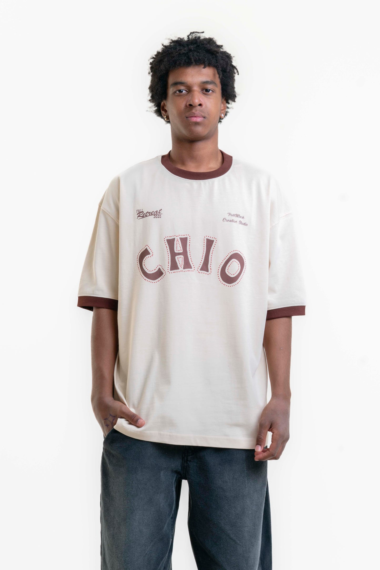 CHIO Oversize T-shirt - Ekru/Kahverengi