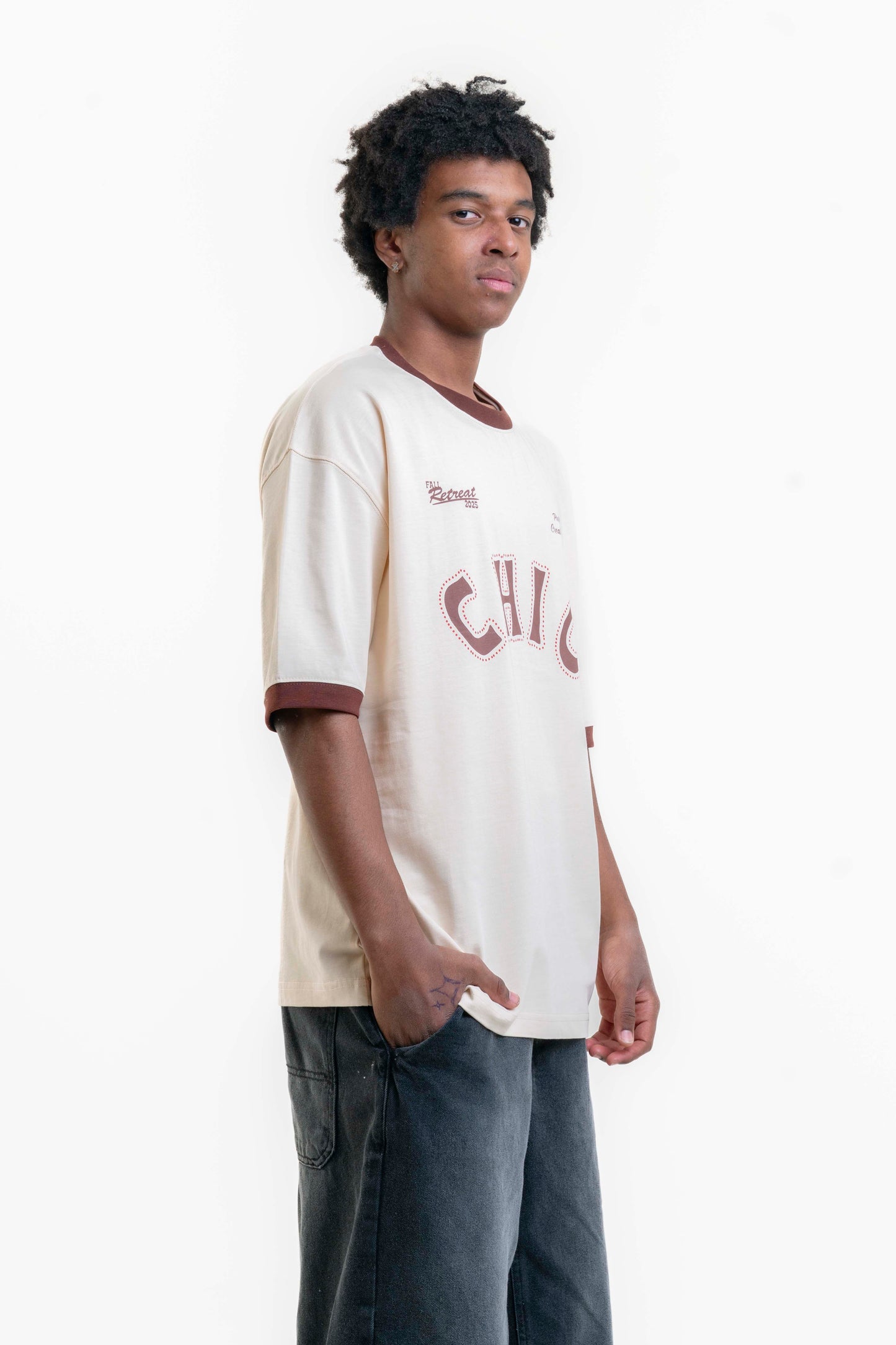 CHIO Oversize T-shirt - Ekru/Kahverengi