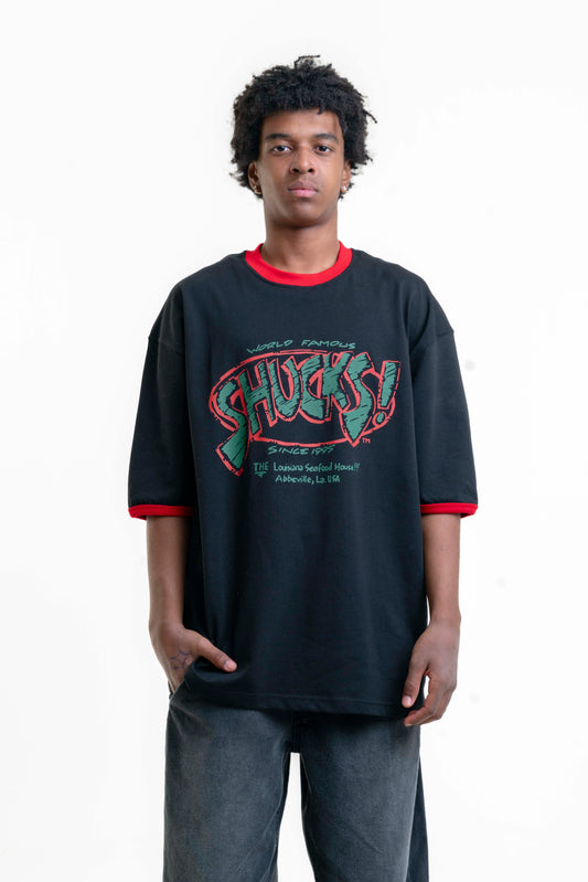 Shucks Oversize T-shirt - Siyah/Kırmızı