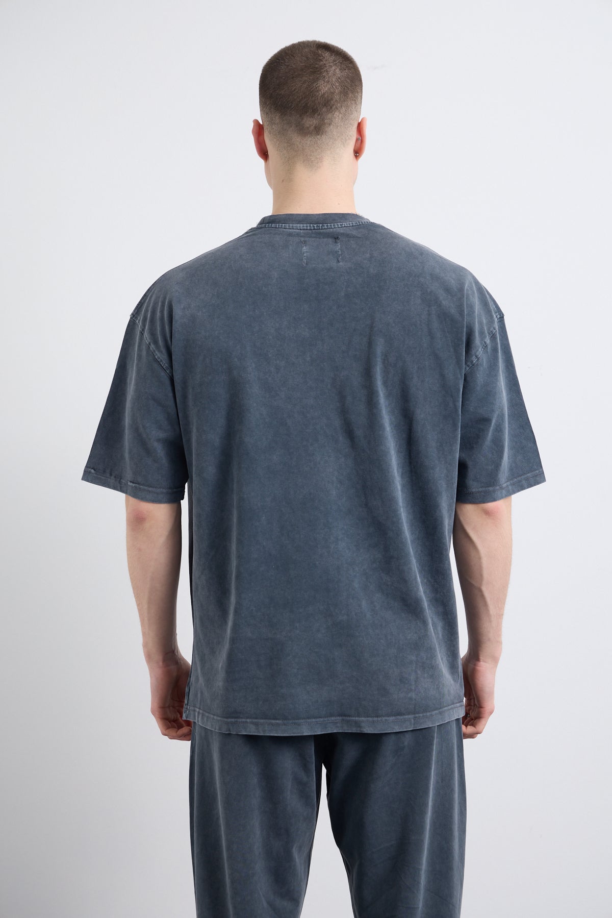 Est 1905 Yıkamalı Baskı Detaylı Gri T-shirt