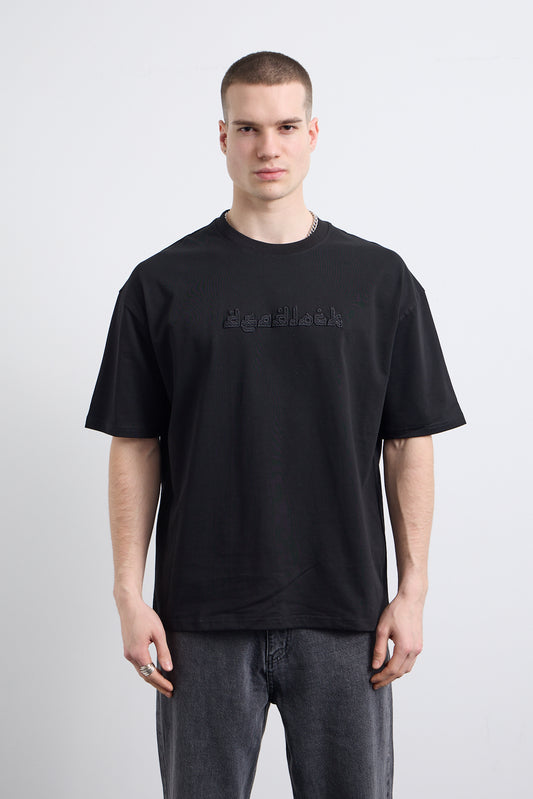 Siyah Nakış Detaylı T-shirt