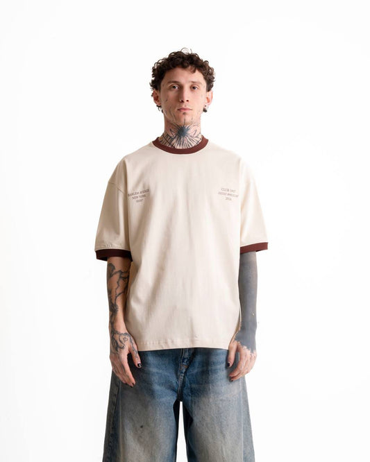 Harlem Reverse Oversize T-Shirt - Krem