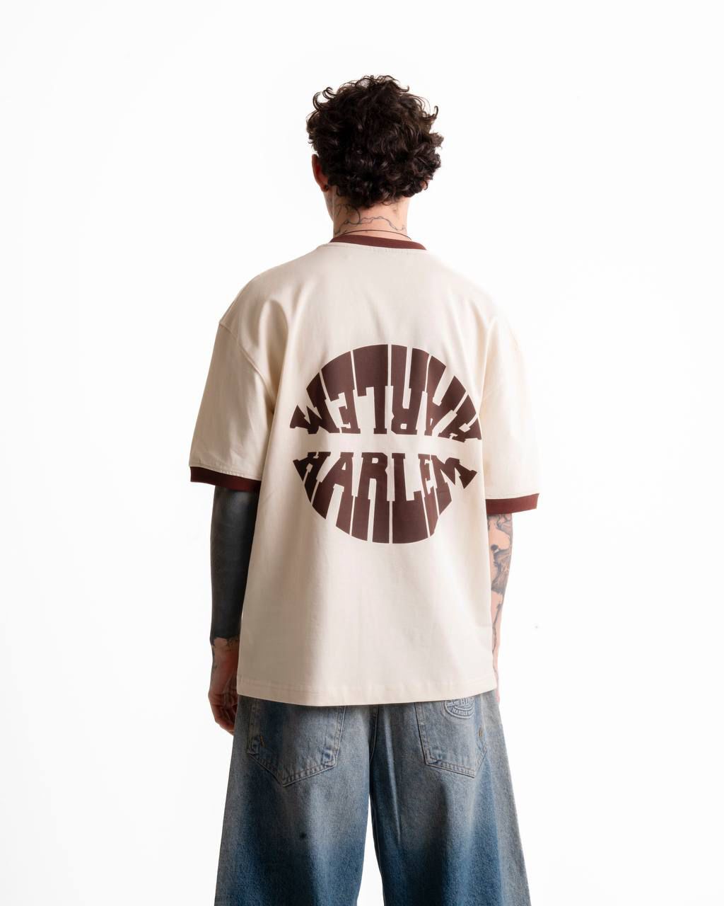 Harlem Reverse Oversize T-Shirt - Krem