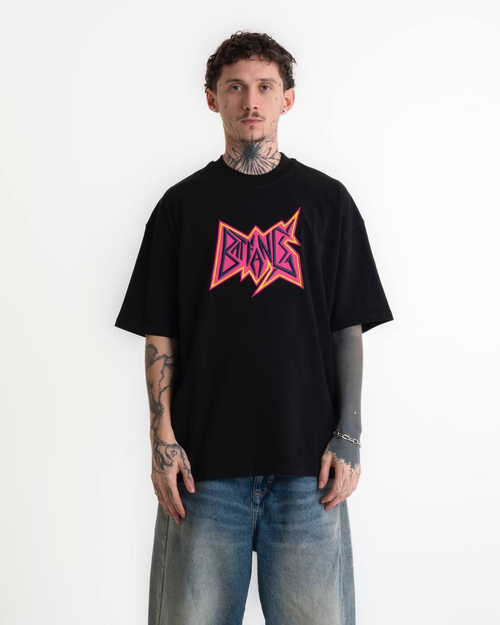 Batfang Nakış Detaylı Oversize T-shirt - Siyah